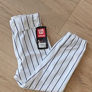 Wilson Kid’s White Baseball Pants with Black Pinstripes